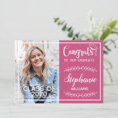 Glückwunsch grad moderne rosa Abschluss Foto Ankündigung (Stehend Vorderseite)