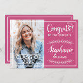 Glückwunsch grad moderne rosa Abschluss Foto Ankündigung (Vorne/Hinten)