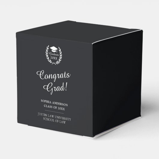 Glückwunsch Grad! Moderner einfacher Schwarzer Abs Geschenkschachtel (Rückseite)