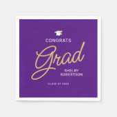 Glückwunsch Grad Moderner Lila Abschluss Serviette (Vorderseite)