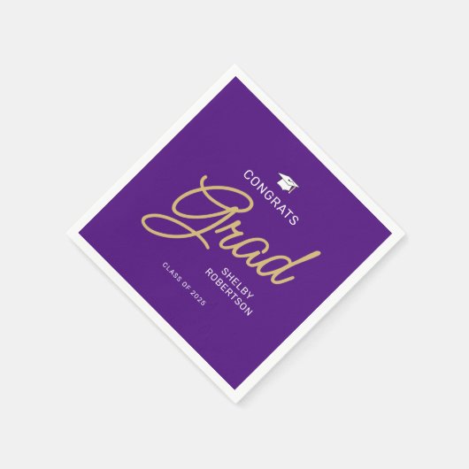 Glückwunsch Grad Moderner Lila Abschluss Serviette (Ecke)