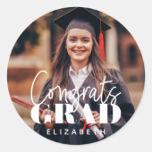 Glückwunsch Grad Modernes, benutzerdefiniertes Fot Runder Aufkleber (Vorderseite)