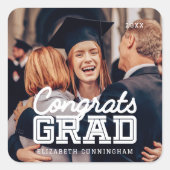 Glückwunsch Grad Modernes, einfaches, schlankes Fo Quadratischer Aufkleber (Vorderseite)