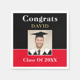 Glückwunsch Grad Name Foto Black Red Gold Informal Serviette