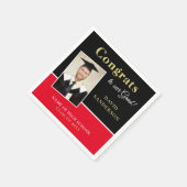 Glückwunsch Grad Name Foto Black Red Gold Serviette (Ecke)