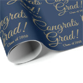 Glückwunsch grad navy gold benutzerdefinierte Skri Geschenkpapier (Rolleneckpunkt)