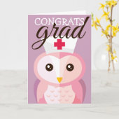 Glückwunsch Grad | Nurse Owl Karte (Gelbe Blume)