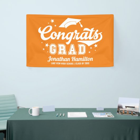Glückwunsch Grad Orange Graduation Party Banner (Messeveranstaltung)