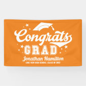 Glückwunsch Grad Orange Graduation Party Banner (Horizontal)
