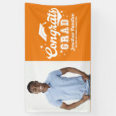 Glückwunsch Grad Orange Graduation Party Foto Banner (Vertikal)