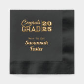Glückwunsch Grad Personalisierter Black Gold Absch Servietten Mit Folie (Vorderseite)