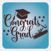 Glückwunsch Grad Quadratischer Aufkleber (Vorderseite)