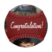 Glückwunsch Grad Red Graduation Cap 2 Foto Baseball (Rückseite)