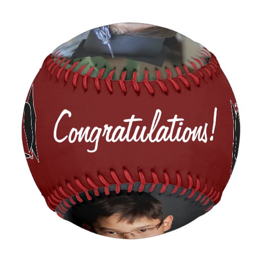 Glückwunsch Grad Red Graduation Cap 2 Foto Baseball (Rückseite)