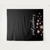 Glückwunsch Grad Rose Gold Glitzer Stars Schwarze  Wandteppich (Vorderseite (Horizontal))