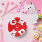 Glückwunsch Grad Rot und Weiß Personalisiert Pappteller (Party)