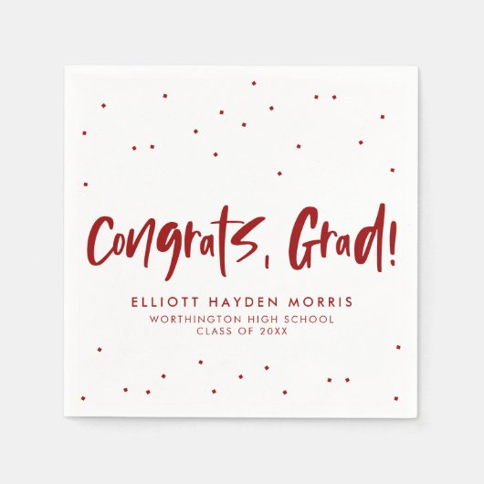 Glückwunsch grad scarlet red confetti Abschluss Serviette (Vorderseite)