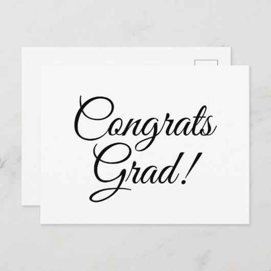 Glückwunsch grad Schwarz-weiße benutzerdefinierte Postkarte (Vorne/Hinten)