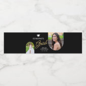 Glückwunsch Grad Script Moderner Artikel 2 Foto Wasserflaschenetikett (Einzelnes Label)