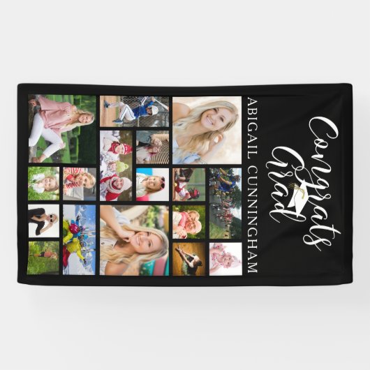 Glückwunsch Grad Script Typografie 17 FotoCollage Banner (Horizontal)