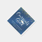 GLÜCKWUNSCH GRAD Script Typografie Metallic Blue G Serviette (Ecke)