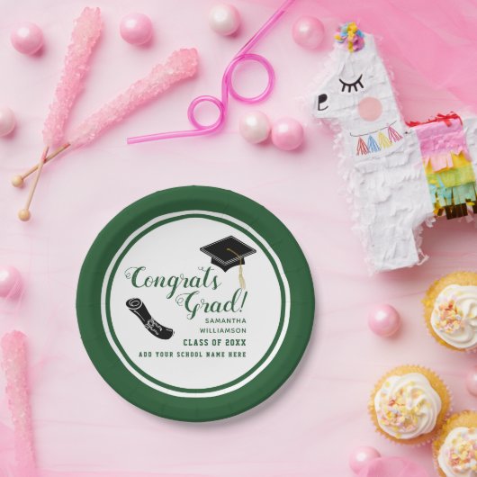 Glückwunsch Grad Weiß und Grün 2025 Pappteller (Party)