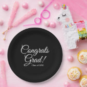 Glückwunsch Graden Black elegante Skriptklasse Jah Pappteller (Party)