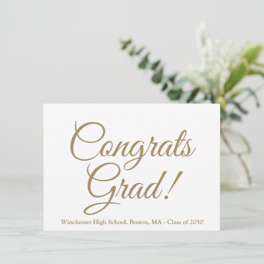 Glückwunsch Graden Gold Custom School Jahr-Karte (Stehend Vorderseite)