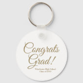 Glückwunsch Graden White Gold Custom School Jahr Schlüsselanhänger (Vorderseite)