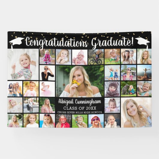 Glückwunsch Graduate 31 FotoCollage benutzerdefini Banner (Horizontal)