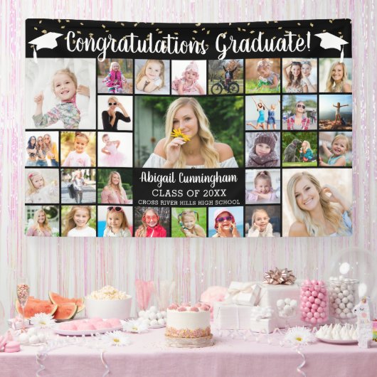 Glückwunsch Graduate 31 FotoCollage benutzerdefini Banner (Party)