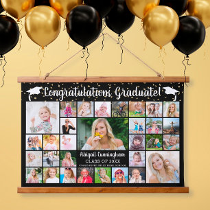 Glückwunsch Graduate 31 FotoCollage benutzerdefini Wandteppich Mit Holzrahmen