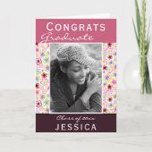 Glückwunsch Graduate Blume Pattern Foto Abschluss Karte (Vorderseite)