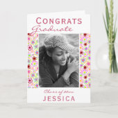 Glückwunsch Graduate Blume Pattern Foto Abschluss Karte (Vorderseite)