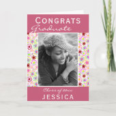 Glückwunsch Graduate Blume Pattern Foto Abschluss Karte (Vorderseite)