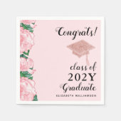 Glückwunsch Graduate Blush Pink Floral Abschluss Serviette (Vorderseite)