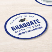 Glückwunsch Graduate Cap Class 20XX Bold Blue Cust Runder Pappuntersetzer (Angewinkelt)