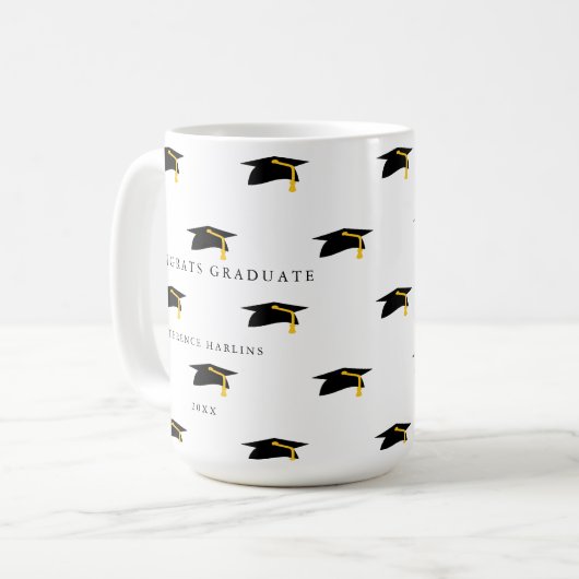 GLÜCKWUNSCH GRADUATE CAP KAFFEETASSE (Vorderseite Links)