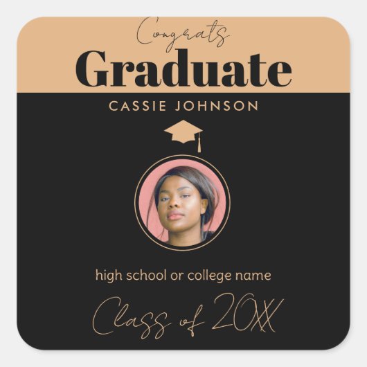 Glückwunsch Graduate Class of 2023 Quadratischer Aufkleber (Vorderseite)