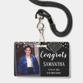 Glückwunsch Graduate Class of One Foto Black Abzei Ausweis (Vorderseite mit Lanyard)