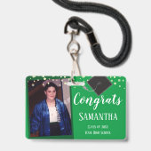 Glückwunsch Graduate Class of One Foto Green Abzei Ausweis (Front with Lanyard)