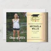 Glückwunsch Graduate Custom Foto Gold Abschluss Ankündigung (Vorderseite)