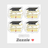 Glückwunsch Graduate Diplom und Abschluss Hut Aufkleber (Blatt)