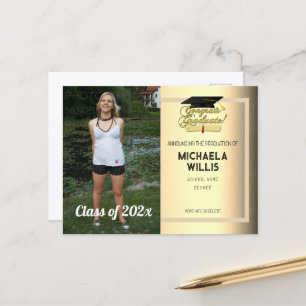 Glückwunsch Graduate Diploma Abschluss hat Gold Ankündigungspostkarte