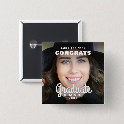 Glückwunsch Graduate | Foto Abschluss Button (Vorne & Hinten)