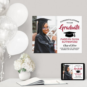 Glückwunsch Graduate Foto Red White Black Abschlus Poster