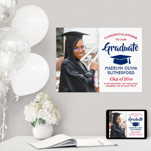 Glückwunsch Graduate Foto Red White Blue Abschluss Poster
