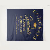 Glückwunsch Graduate Gold Navy Blue Graduation Par Wandteppich