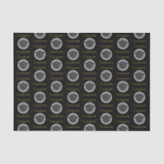 Glückwunsch Graduate Graduate Cap on Black Seidenpapier (Vorderseite)