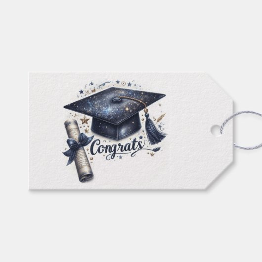 Glückwunsch, Graduate, Graduation Cap and Diploma Geschenkanhänger (Vorderseite (Horizontal))